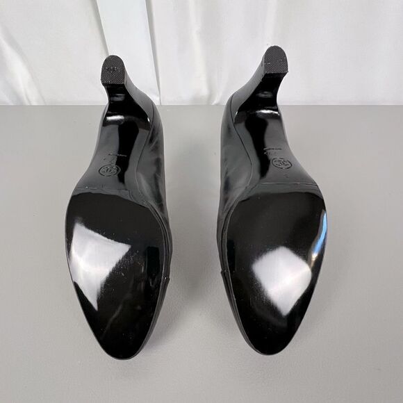 CHANEL WOMENS BLACK LEATHER HEELS SIZE 7 1/2 - Picture 6 of 16